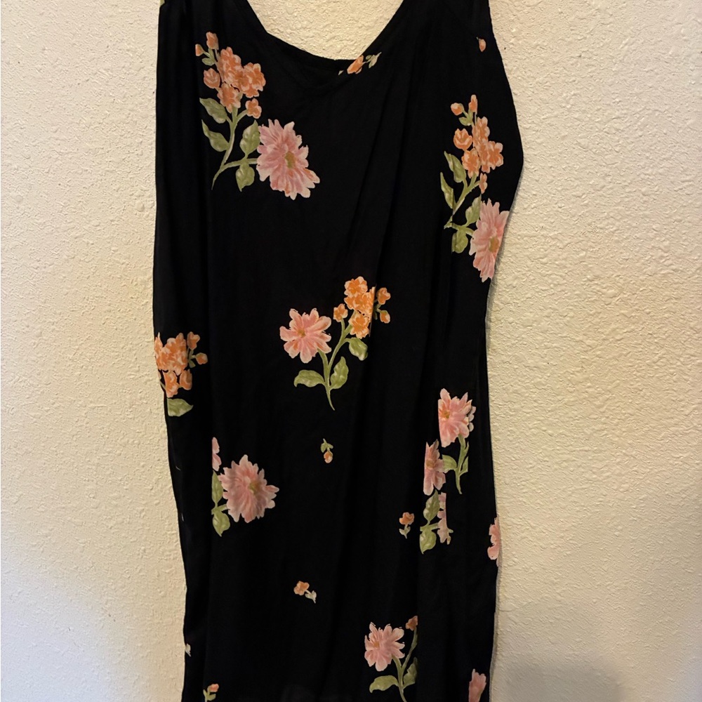 Floral Black Slip Dress